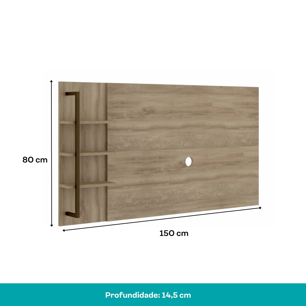Rack c/ Painel para Tv até 50' Ohio Carraro Noce/ Ouro Velho