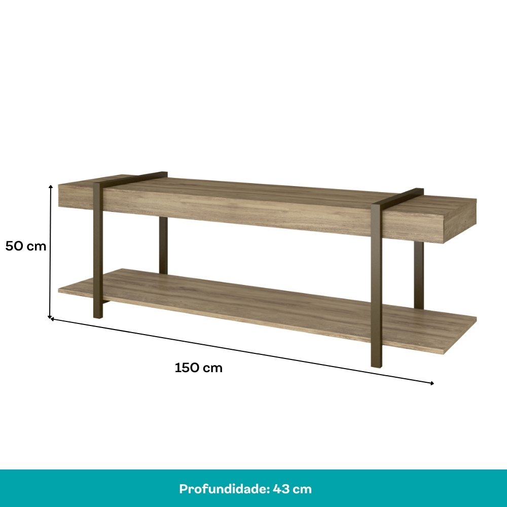 Rack c/ Painel para Tv até 50' Ohio Carraro Noce/ Ouro Velho