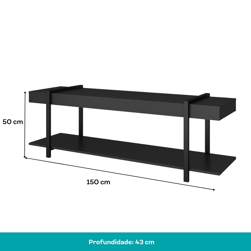 Rack c/ Painel para Tv até 50' Ohio Carraro Preto
