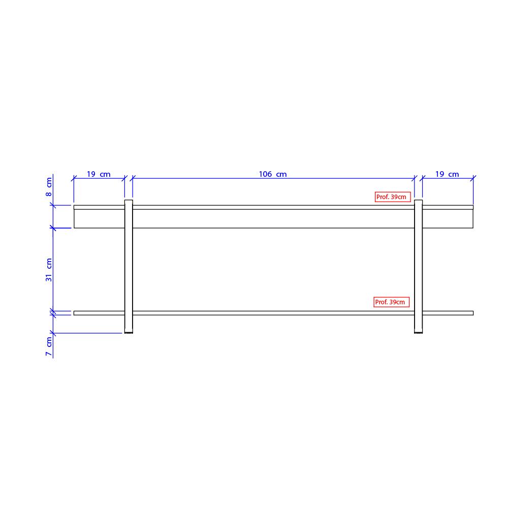 Rack para TV Habitat Madeirado e Tubos Pretos Carraro - Legno