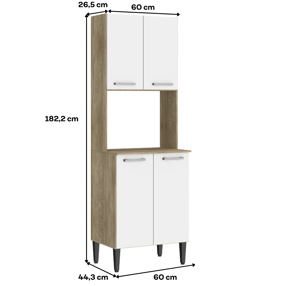 Torre Quente Carvalho com Branco Cozinha Arizona 2783 Carraro