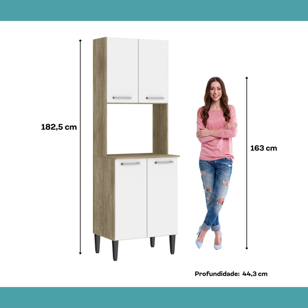Torre Quente Carvalho com Branco Cozinha Arizona 2783 Carraro
