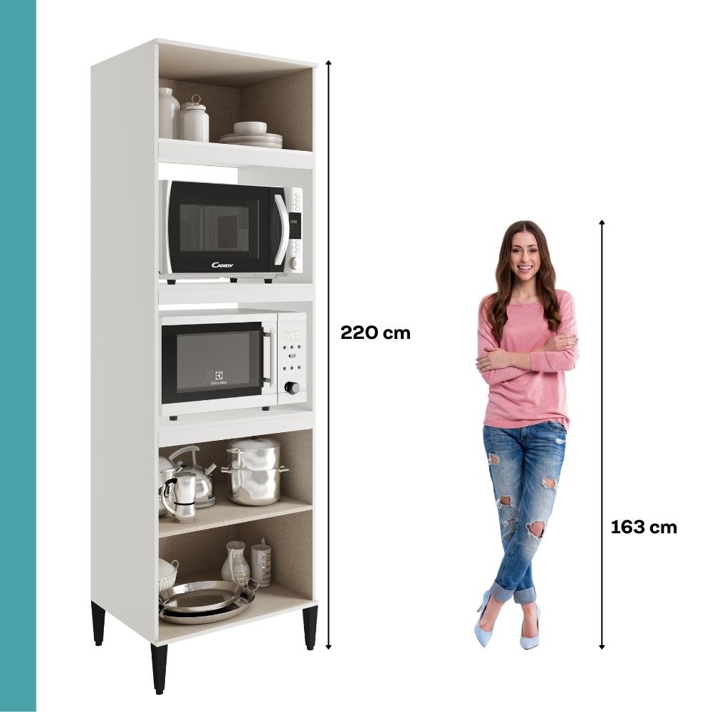 Torre Quente Miami para 1 Forno 1 Microondas 3 Portas Carraro Branco