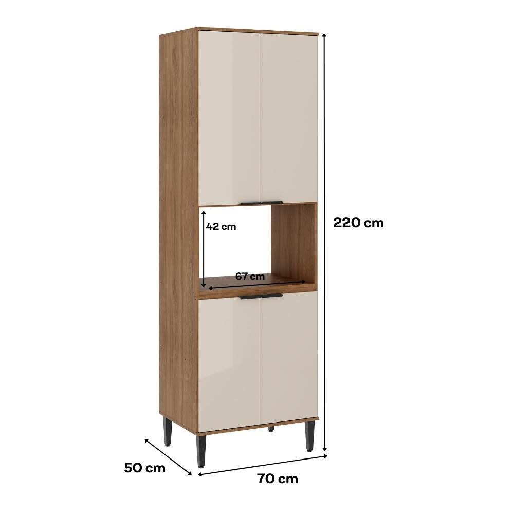 Torre Quente Miami para 1 Forno 4 Portas Carraro Freijó com Off White