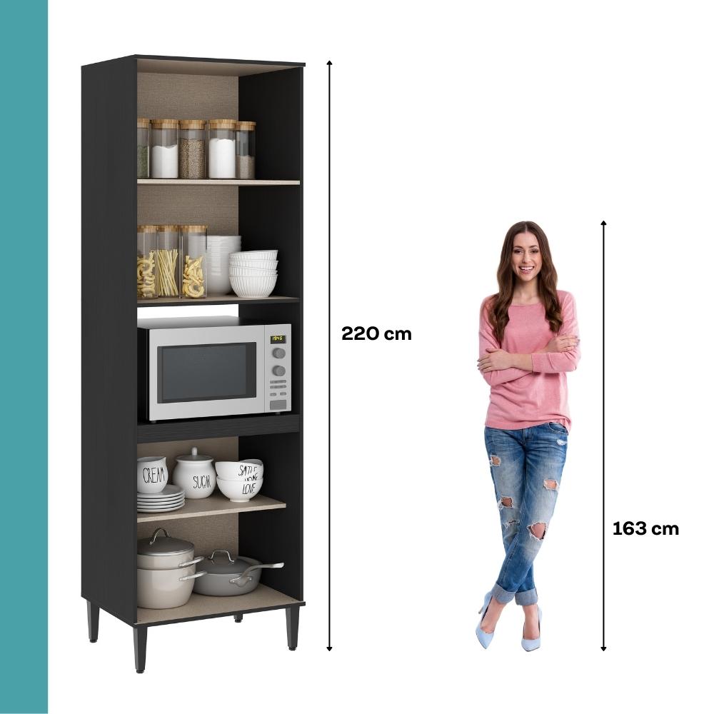 Torre Quente Miami para 1 Forno 4 Portas Carraro Preto Touch