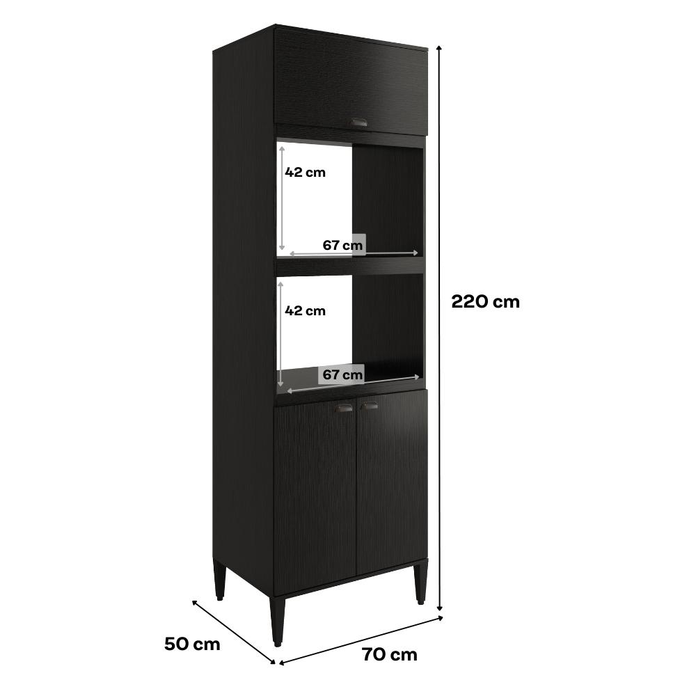 Torre Quente para 1 Forno 1 Microondas 3 Portas Lótus Carraro Preto