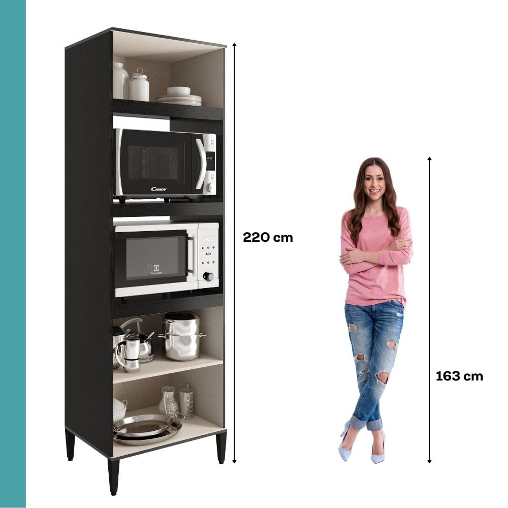 Torre Quente para 1 Forno 1 Microondas 3 Portas Lótus Carraro Preto