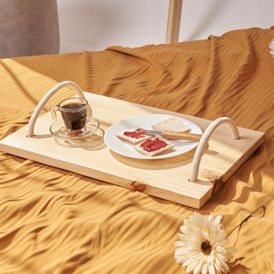 Bandeja de madeira pinus com corda