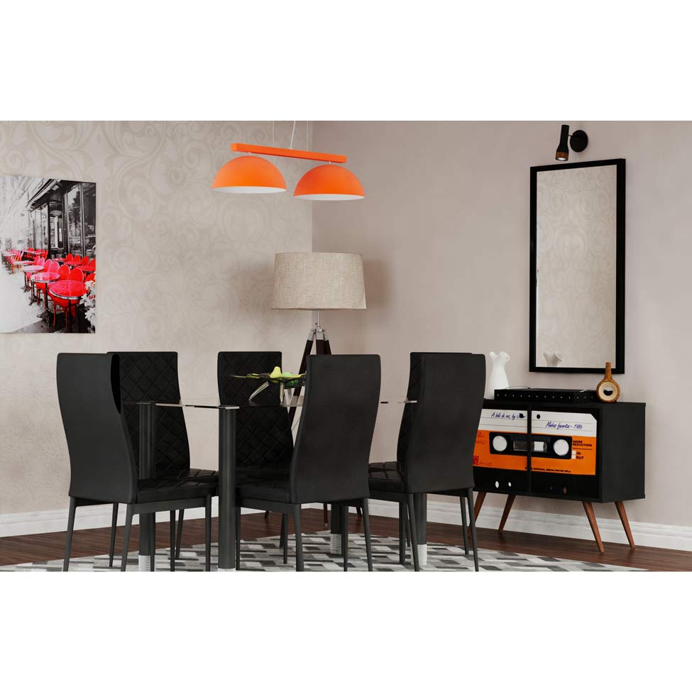 Espelho 58x108 Moldura 4cm Reta Preta