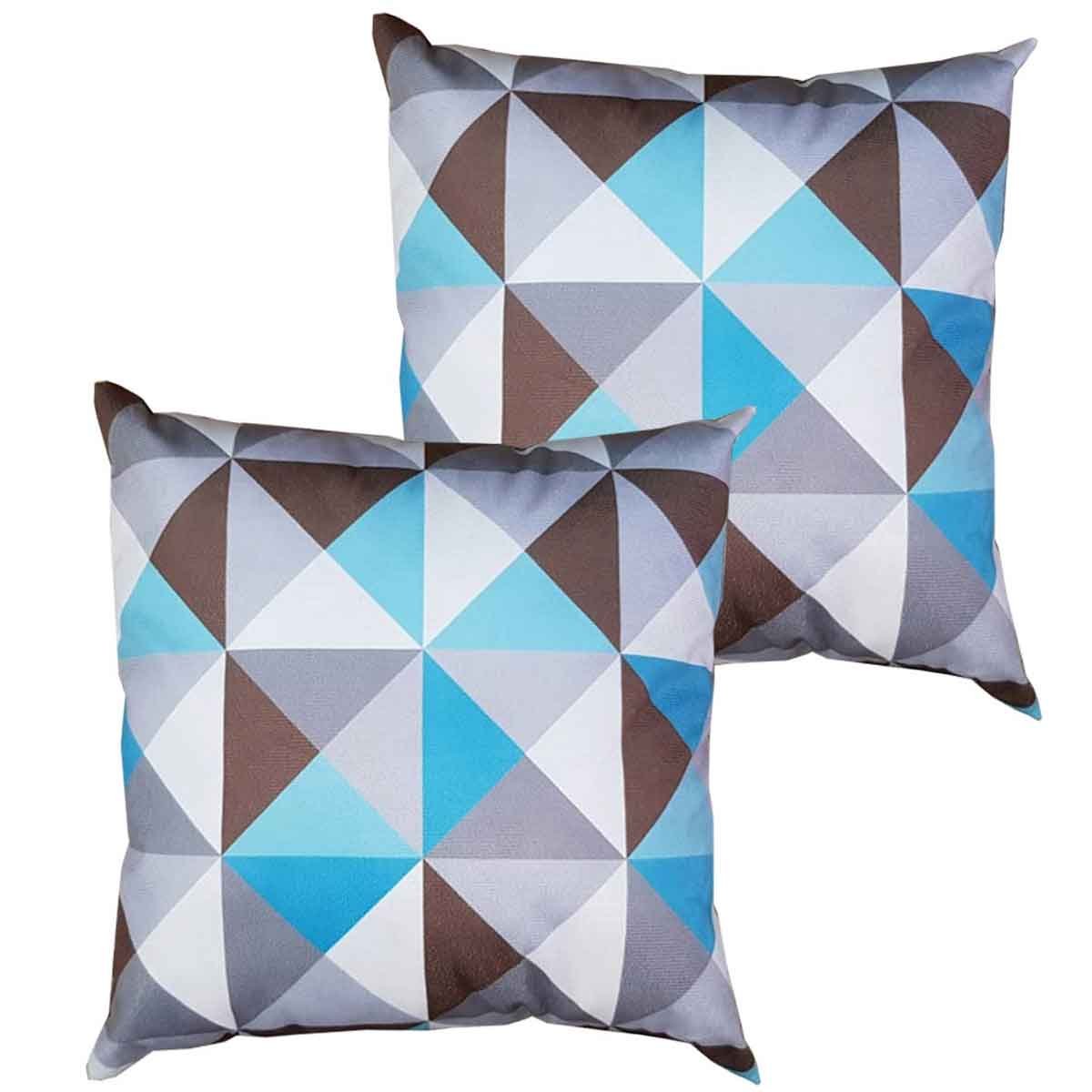 Kit 2 Capas Para Almofada 45 cm x 45 cm Estampa Triângulo Azul