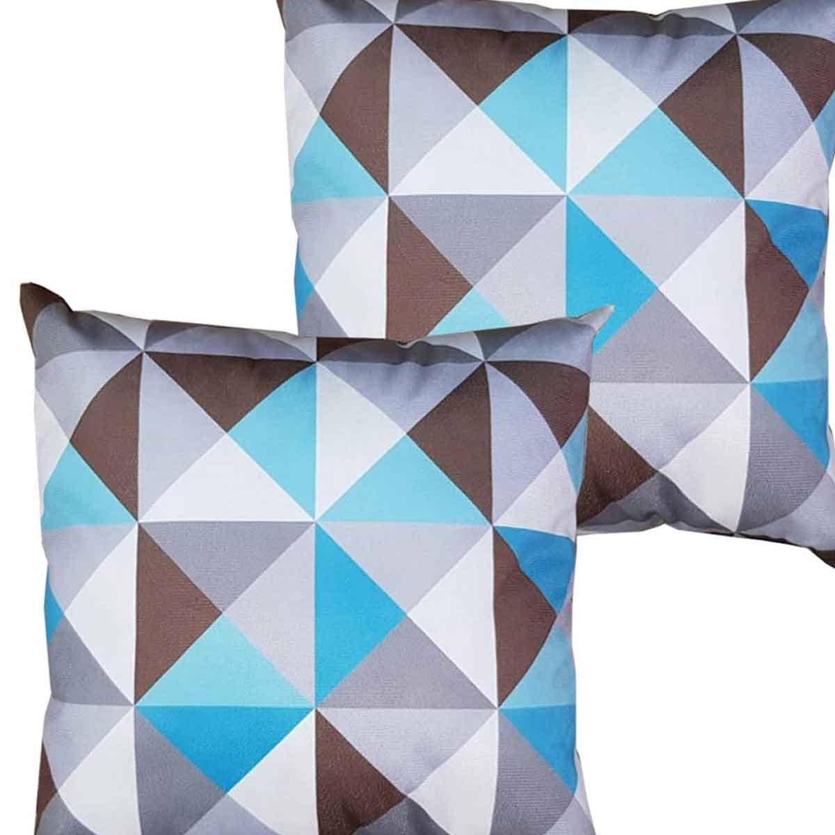 Kit 2 Capas Para Almofada 45 cm x 45 cm Estampa Triângulo Azul