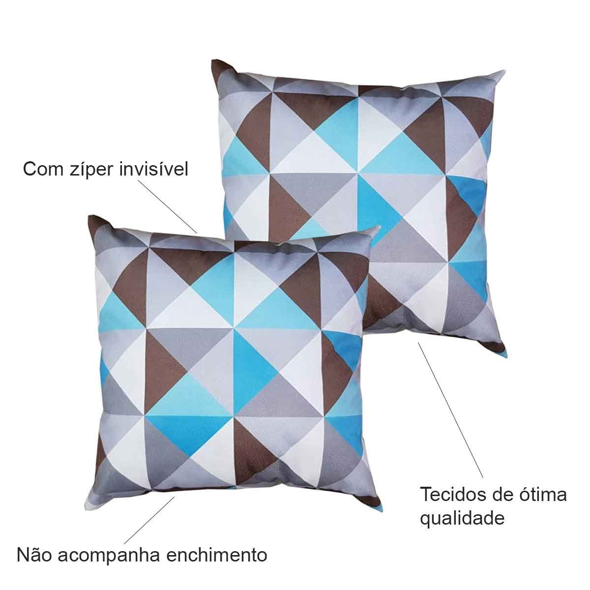 Kit 2 Capas Para Almofada 45 cm x 45 cm Estampa Triângulo Azul