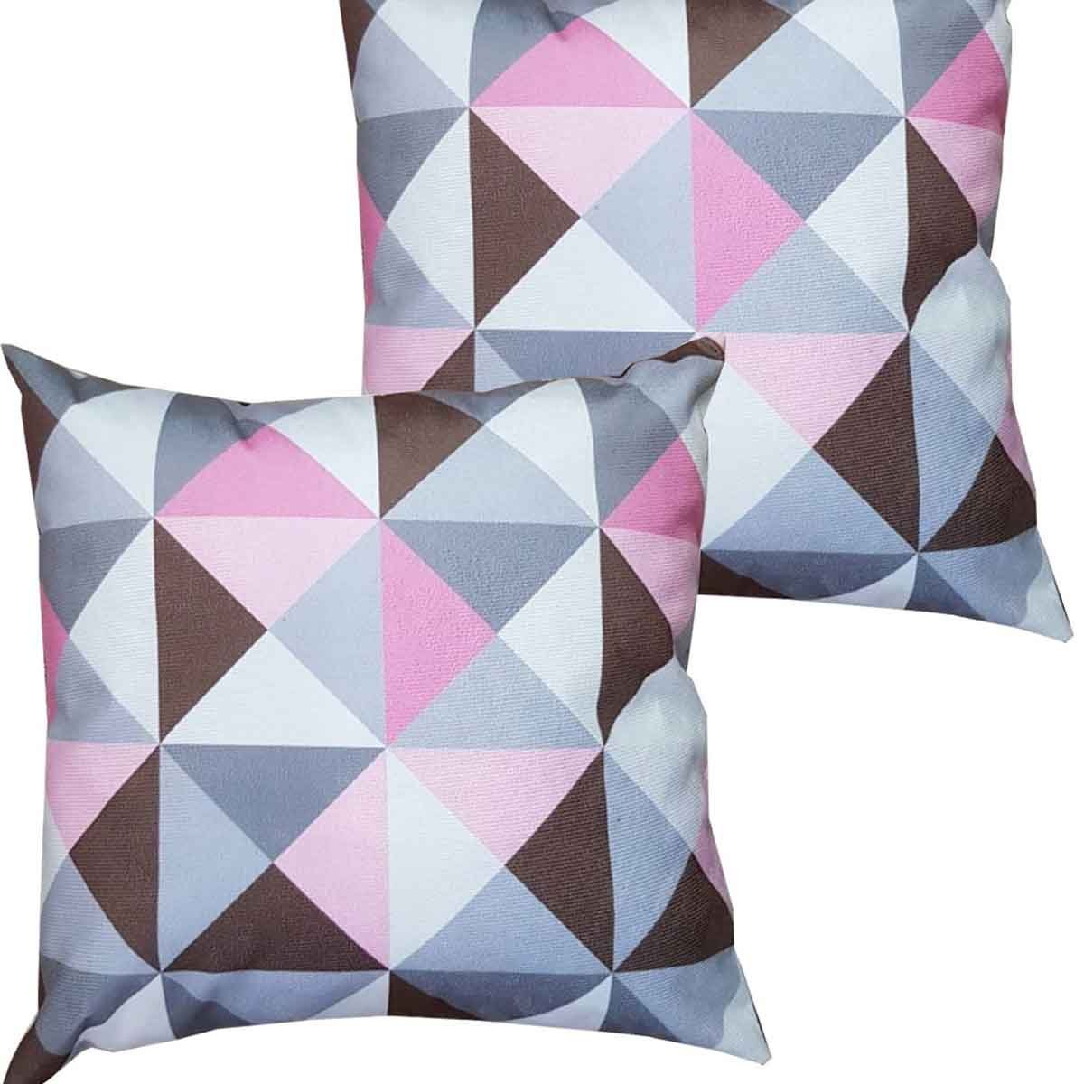Kit 2 Capas Para Almofada 45 cm x 45 cm Estampa Triângulo Rosa