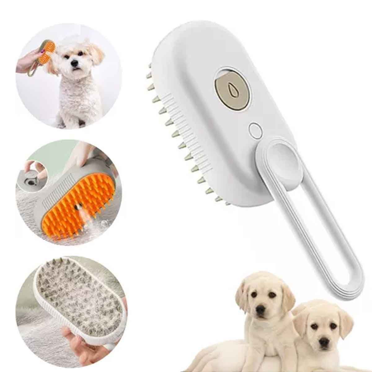Kit 2 Escovas Pet Vapor Usb Para Gato e Cachorro 3 em 1