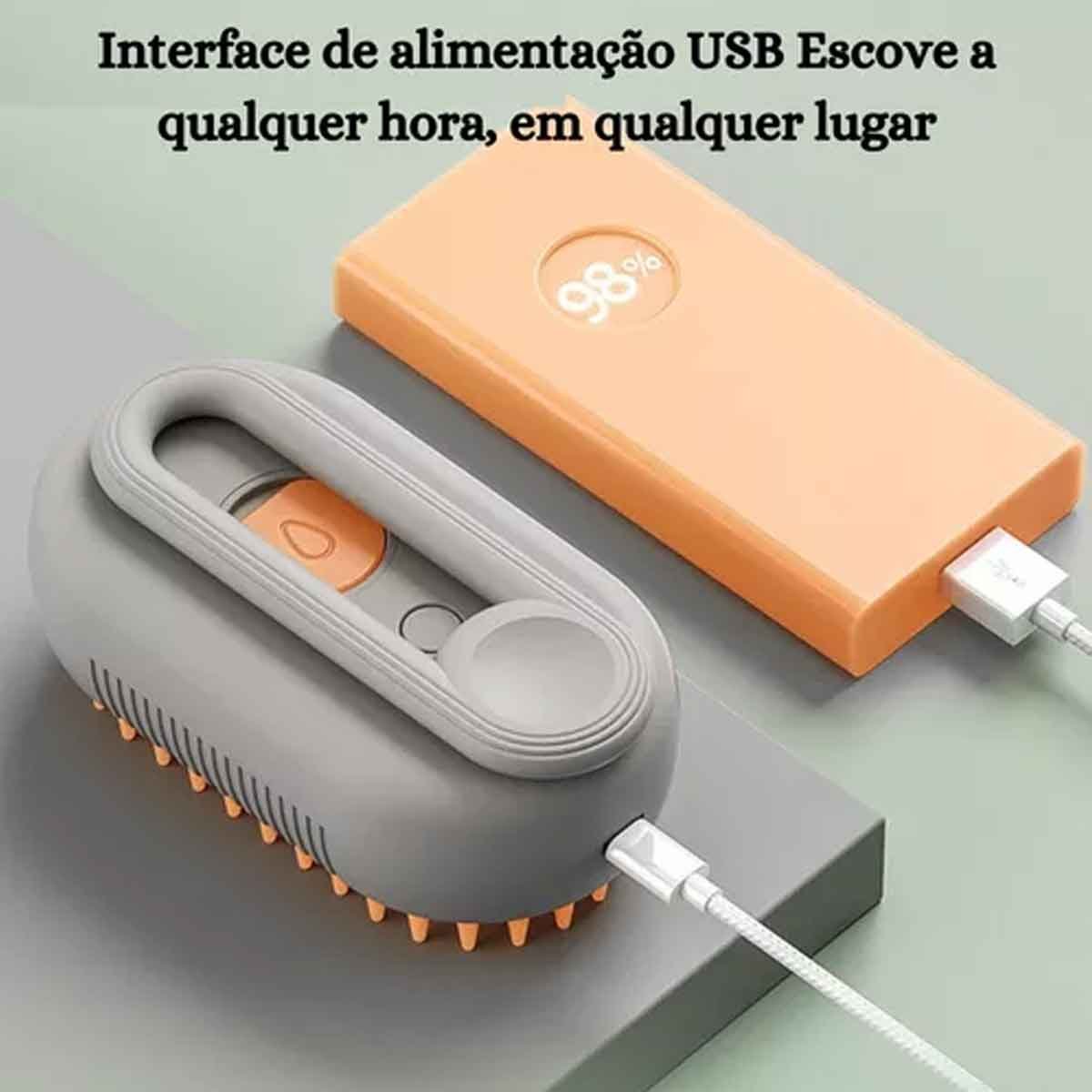 Kit 2 Escovas Pet Vapor Usb Para Gato e Cachorro 3 em 1