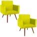 Kit 2 Poltronas Decorativas Nina Pé Palito Suede Amarelo