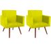 Kit 2 Poltronas Decorativas Nina Pé Palito Suede Amarelo