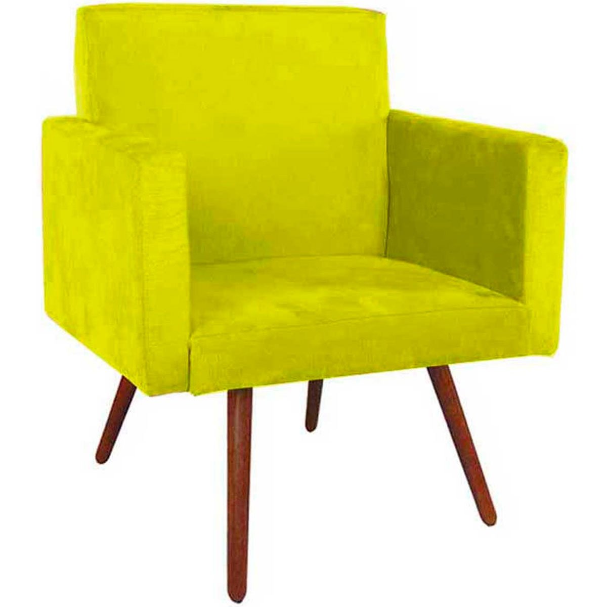 Kit 2 Poltronas Decorativas Nina Pé Palito Suede Amarelo