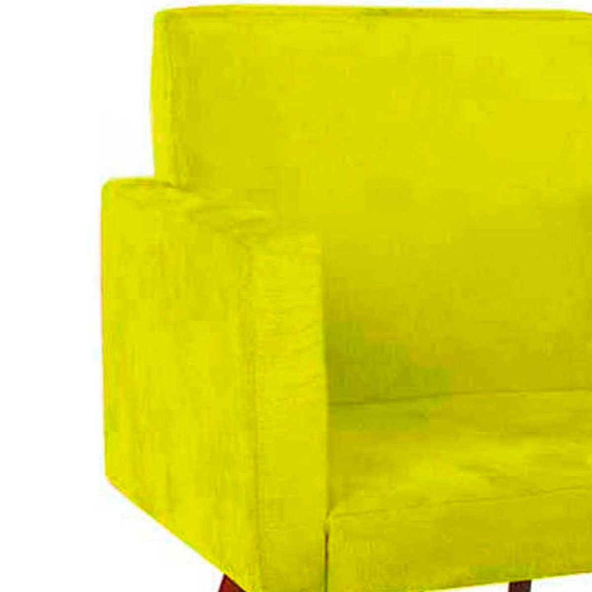 Kit 2 Poltronas Decorativas Nina Pé Palito Suede Amarelo