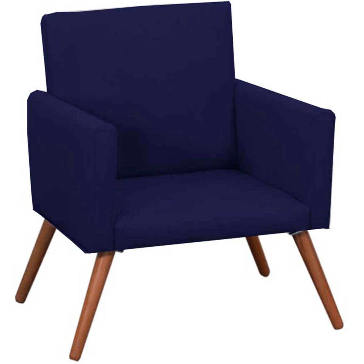 Kit 2 Poltronas Decorativas Nina Pé Palito Suede Azul Marinho