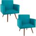 Kit 2 Poltronas Decorativas Nina Pé Palito Suede Azul Turquesa