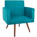 Kit 2 Poltronas Decorativas Nina Pé Palito Suede Azul Turquesa