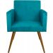 Kit 2 Poltronas Decorativas Nina Pé Palito Suede Azul Turquesa