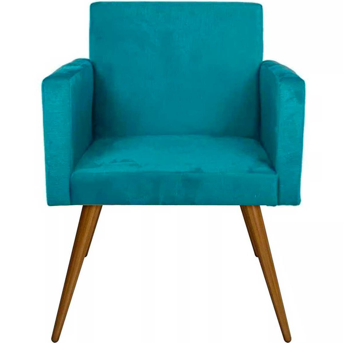 Kit 2 Poltronas Decorativas Nina Pé Palito Suede Azul Turquesa