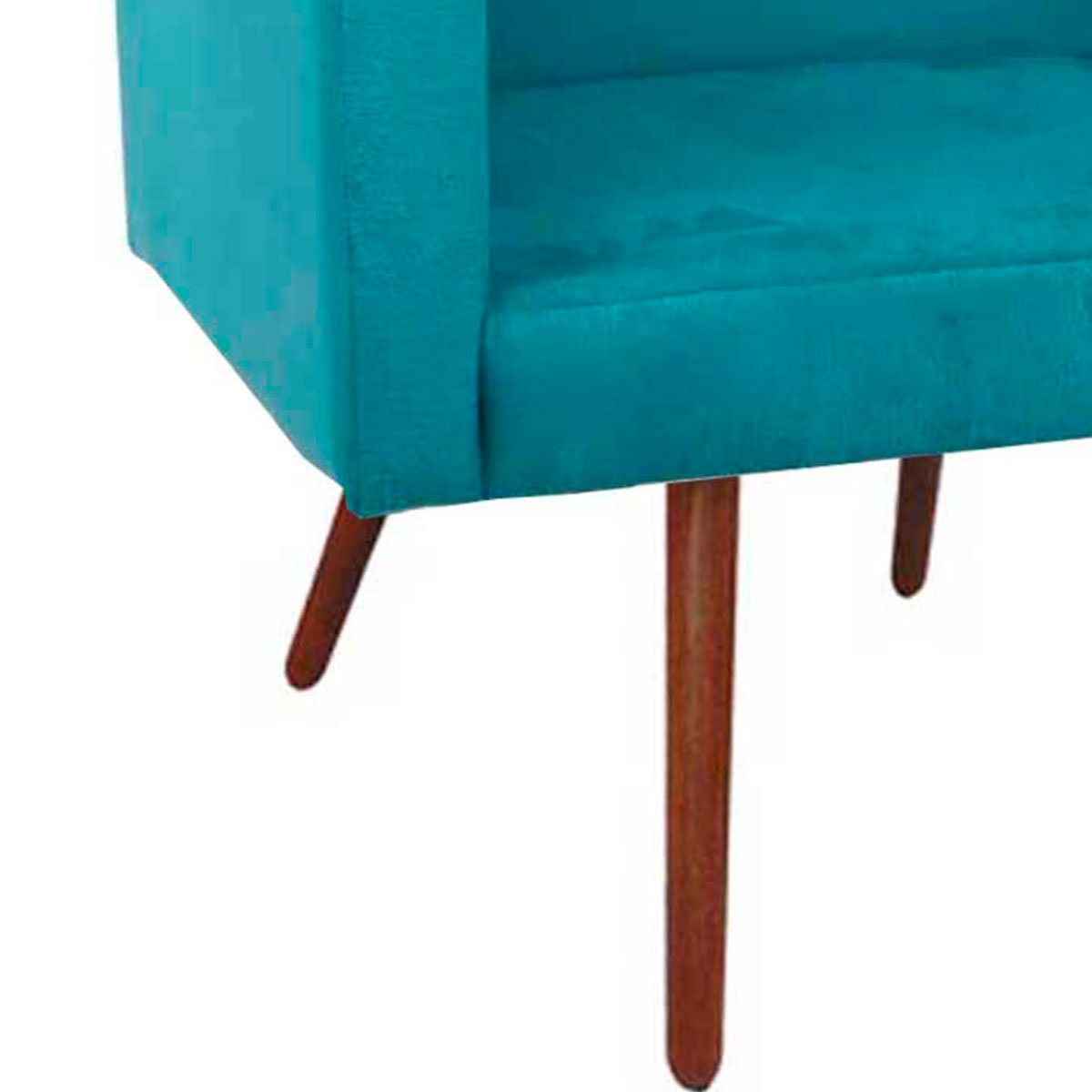 Kit 2 Poltronas Decorativas Nina Pé Palito Suede Azul Turquesa
