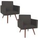 Kit 2 Poltronas Decorativas Nina Pé Palito Suede Cinza