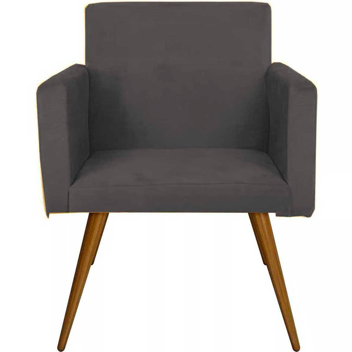 Kit 2 Poltronas Decorativas Nina Pé Palito Suede Cinza