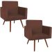 Kit 2 Poltronas Decorativas Nina Pé Palito Suede Marrom