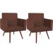 Kit 2 Poltronas Decorativas Nina Pé Palito Suede Marrom