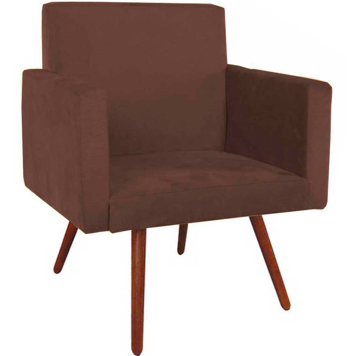 Kit 2 Poltronas Decorativas Nina Pé Palito Suede Marrom
