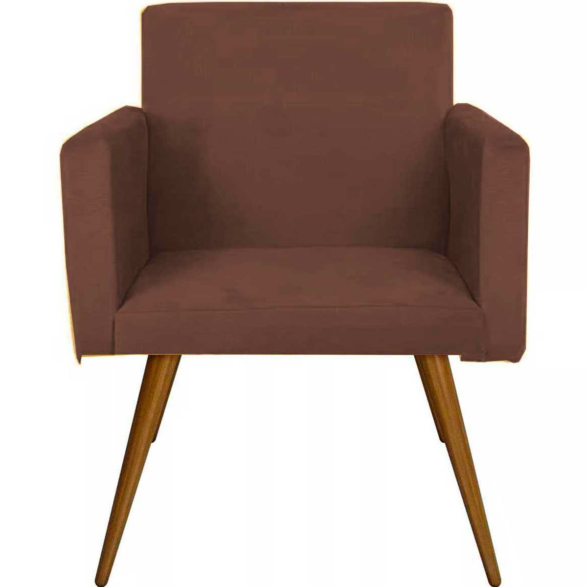 Kit 2 Poltronas Decorativas Nina Pé Palito Suede Marrom