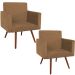 Kit 2 Poltronas Decorativas Nina Pé Palito Suede Rato