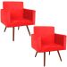 Kit 2 Poltronas Decorativas Nina Pé Palito Suede Vermelho