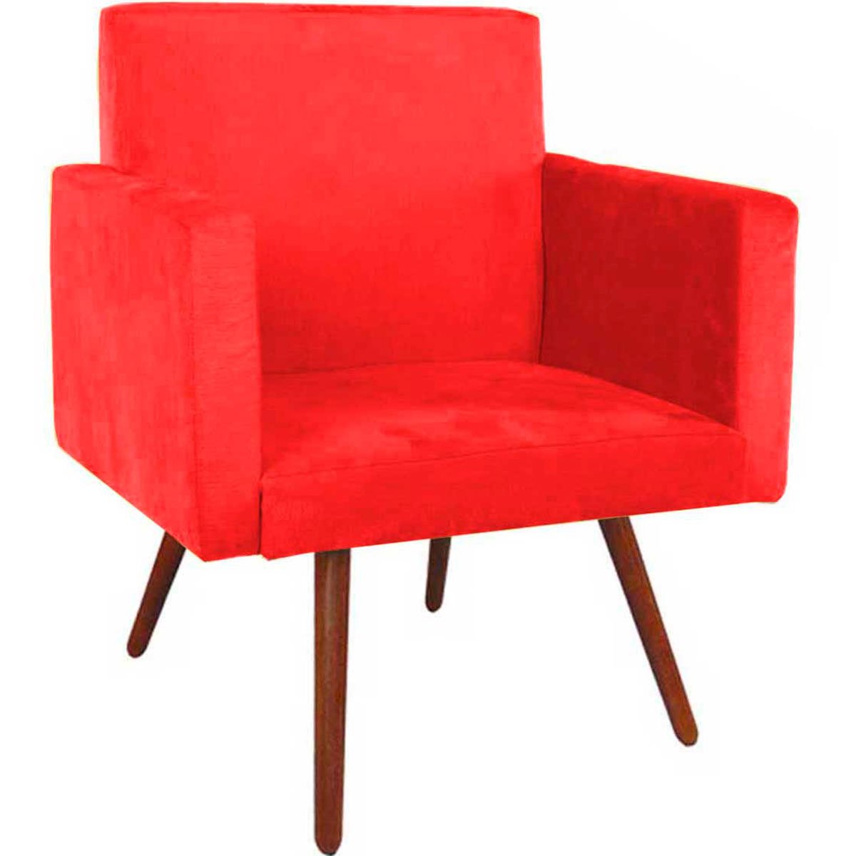 Kit 2 Poltronas Decorativas Nina Pé Palito Suede Vermelho