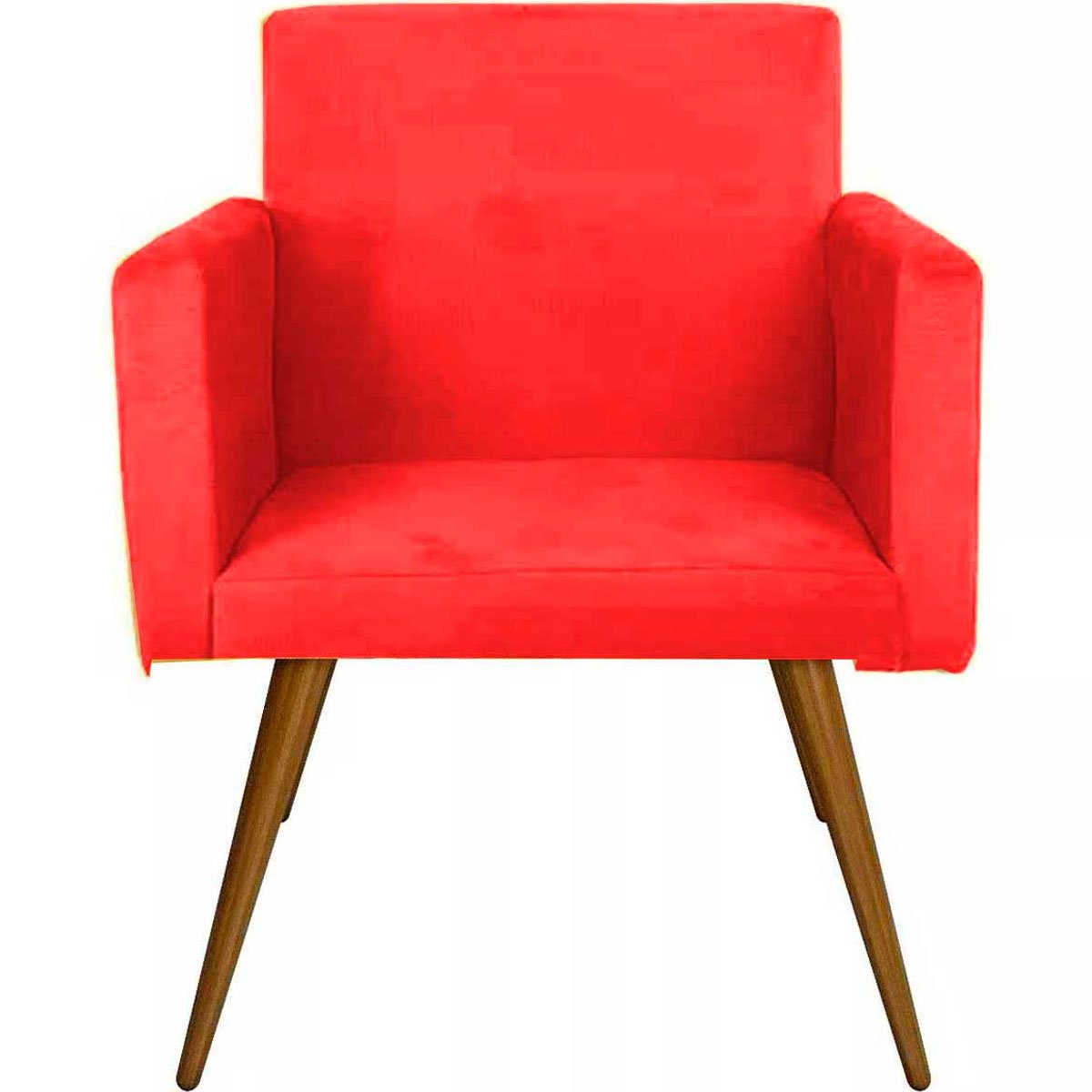 Kit 2 Poltronas Decorativas Nina Pé Palito Suede Vermelho
