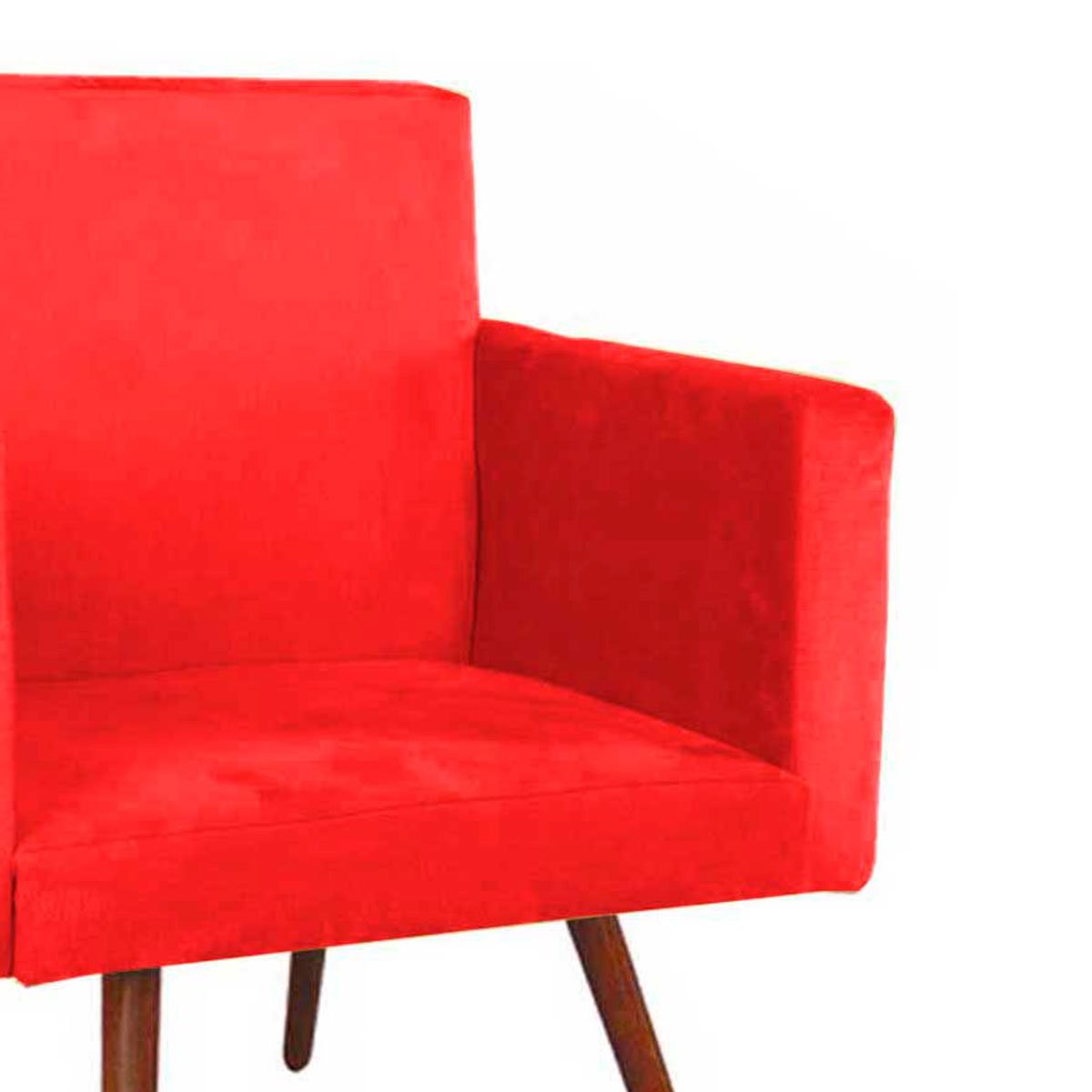 Kit 2 Poltronas Decorativas Nina Pé Palito Suede Vermelho