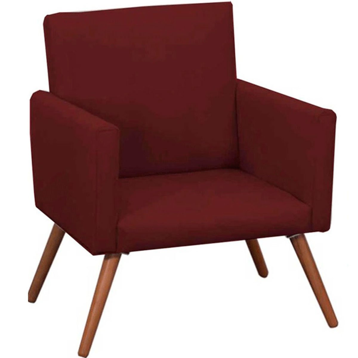 Kit 2 Poltronas Decorativas Nina Pé Palito Suede Vinho
