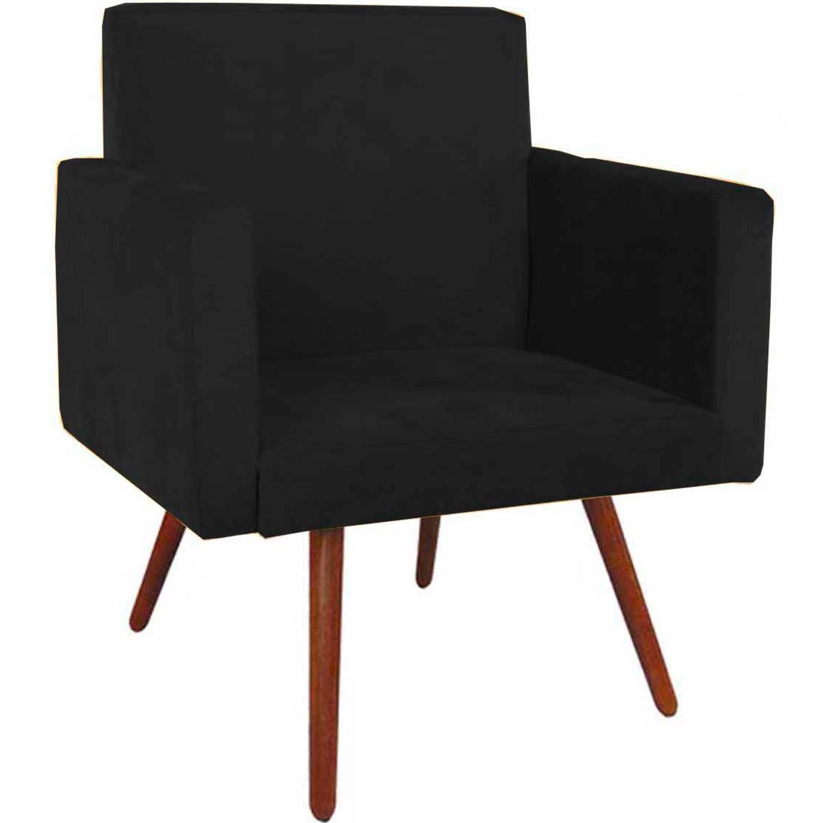 Kit 2 Poltronas Pé Palito Nina Tavares Suede Preto