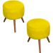 Kit 2 Puff Milão Decorativos Pé Palito Suede Amarelo