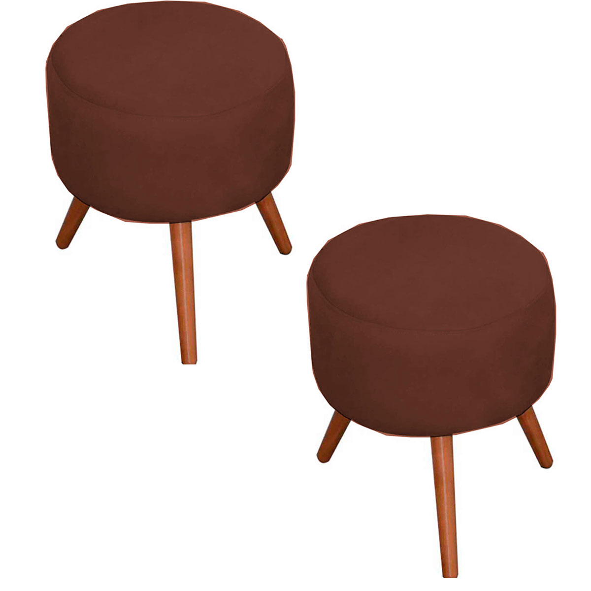 Kit 2 Puff Milão Decorativos Pé Palito Suede Marrom