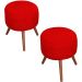 Kit 2 Puff Milão Decorativos Pé Palito Suede Vermelho