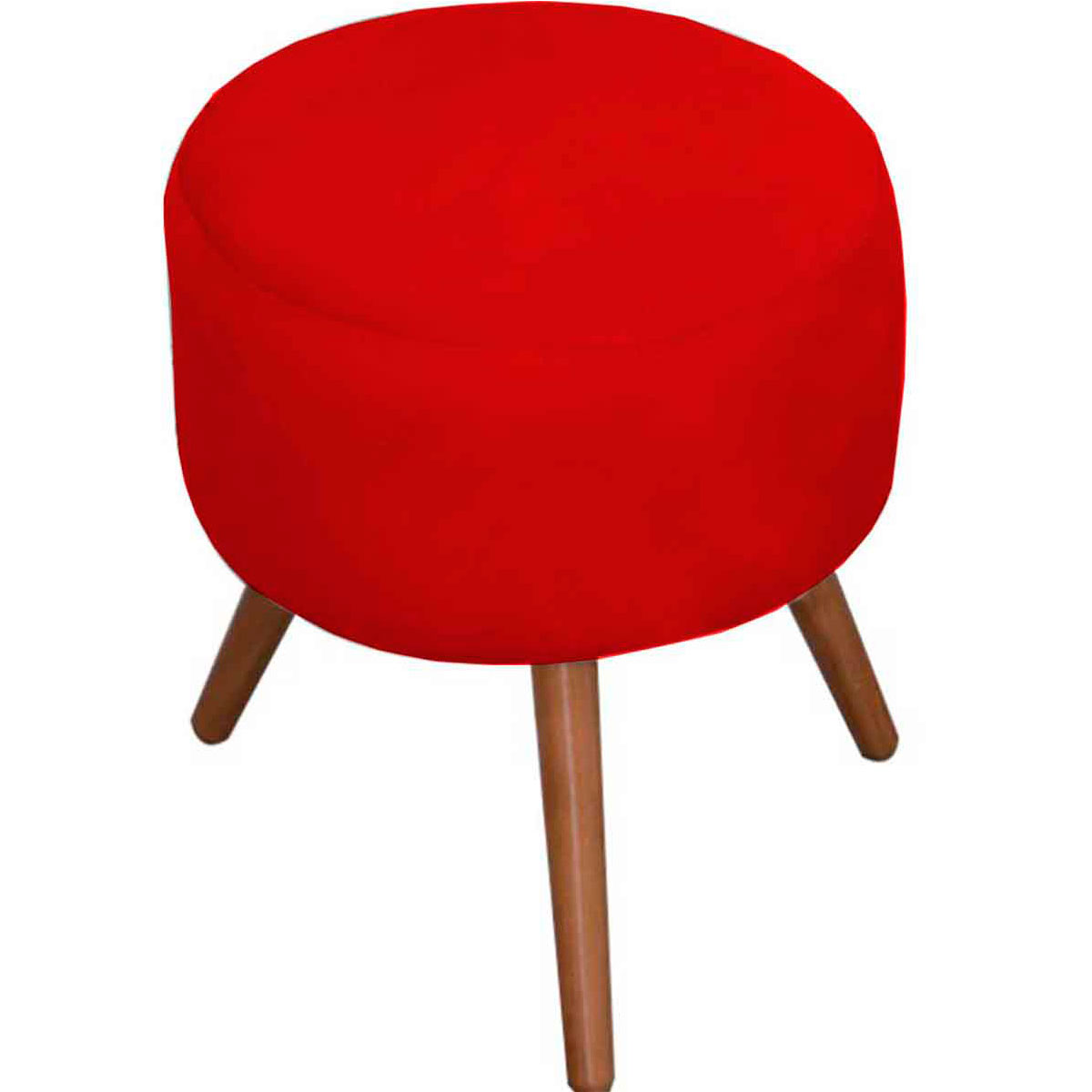Kit 2 Puff Milão Decorativos Pé Palito Suede Vermelho