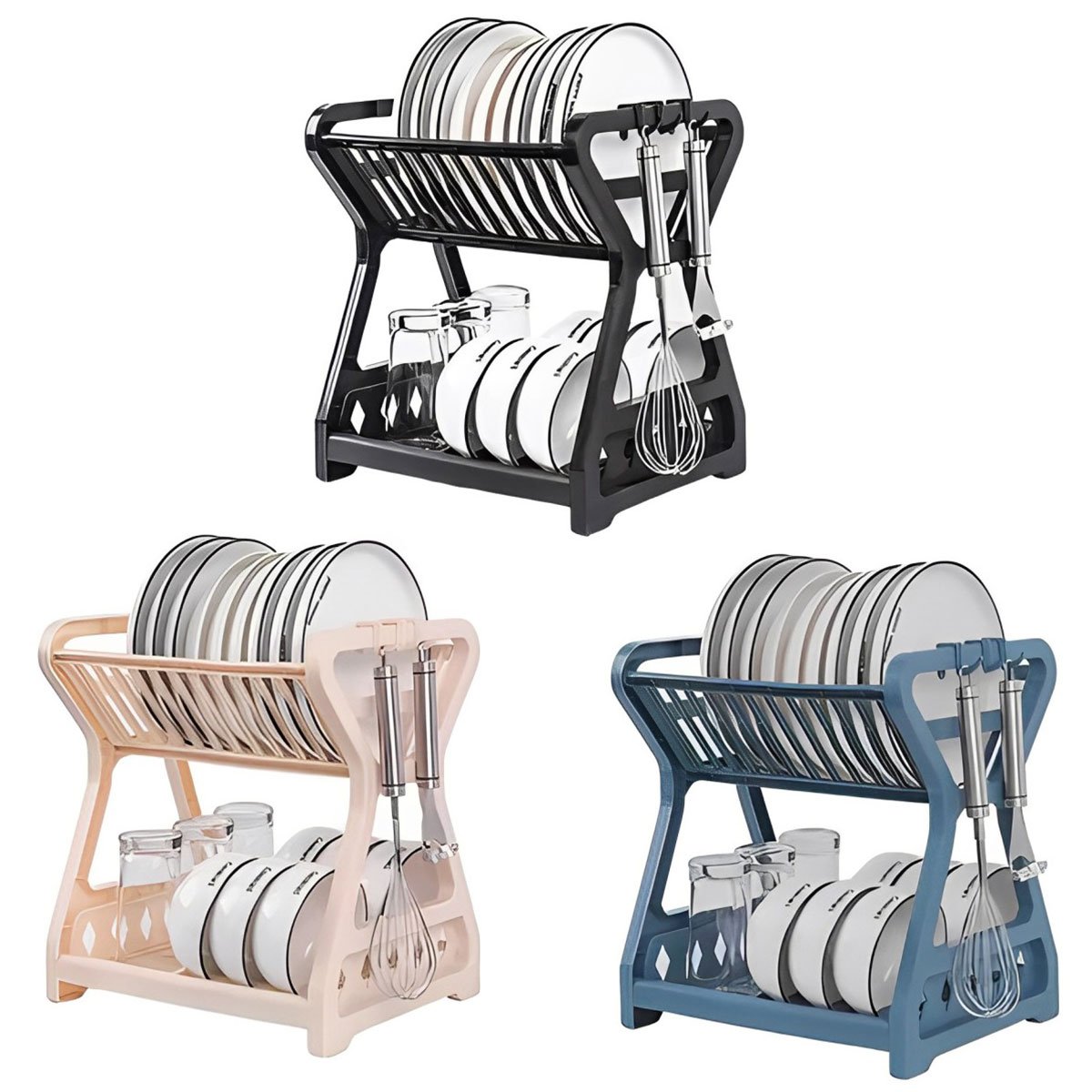 Kit Escorredor de Louças de Plástico e 4 Formas de Air Fryer
