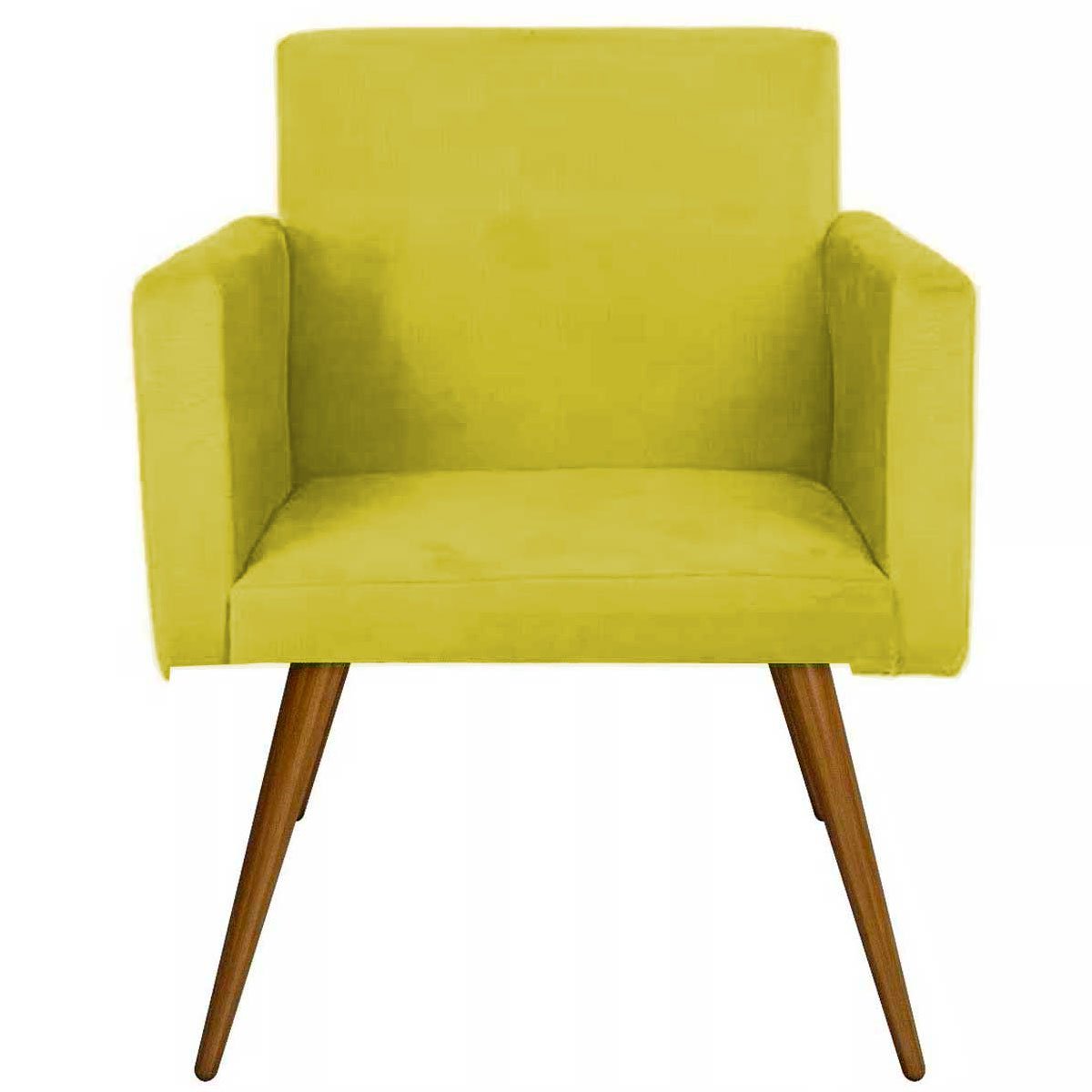 Poltrona Decorativa Nina Pé Palito Suede Amarelo