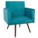 Poltrona Decorativa Nina Pé Palito Suede Azul Turquesa