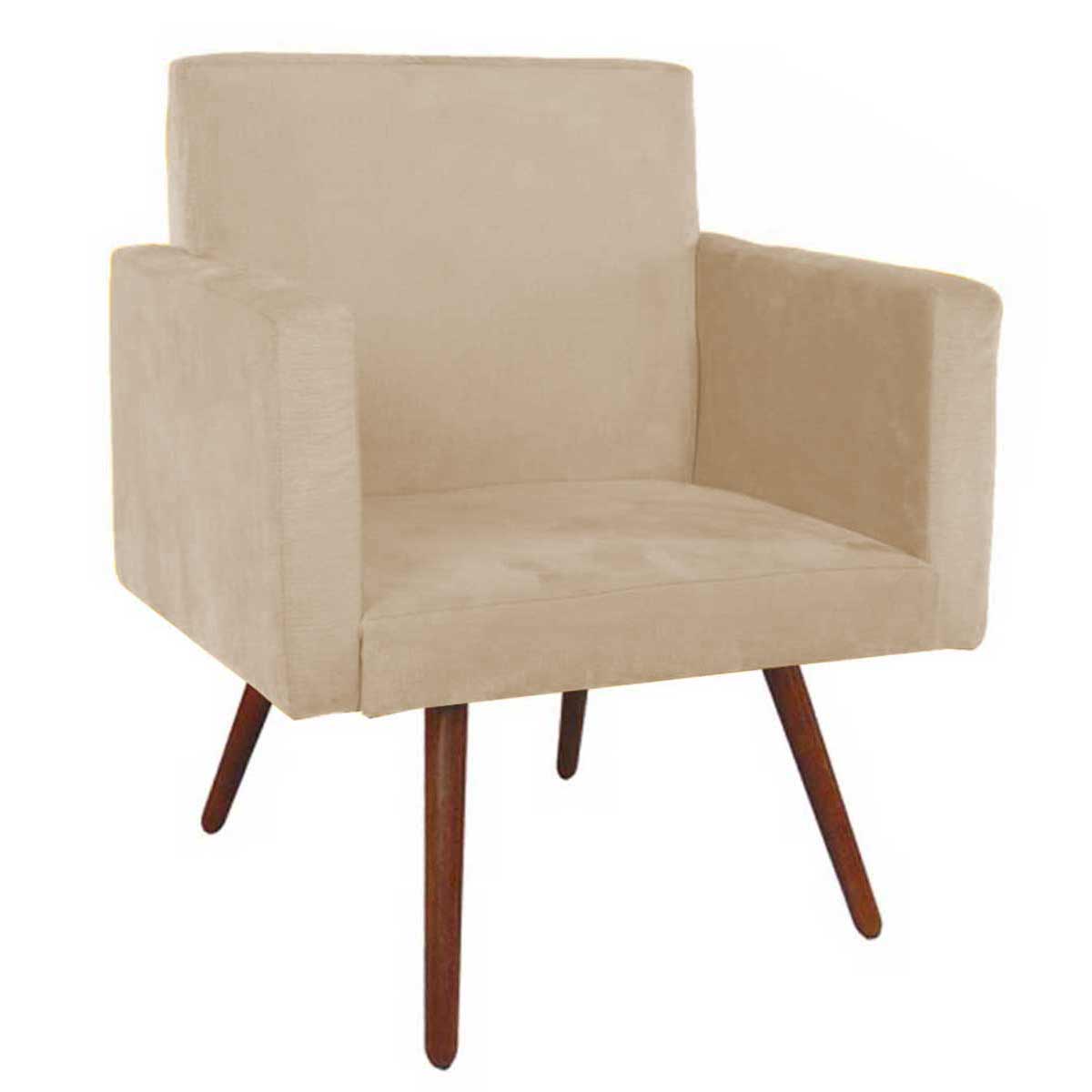 Poltrona Decorativa Nina Pé Palito Suede Bege